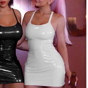Latex white mini dress